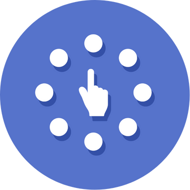 Icon: a hand encircled by dots points upwards